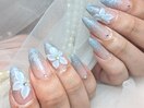 ラメグラ×プルメリアネイル