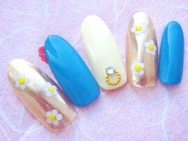 #春#ミラーネイル#フラワー