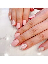 ハーティーネイル hearty nail 溝の口店/定額/レース/ピンク/ワンカラー