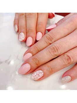 ハーティーネイル hearty nail 溝の口店/定額/レース/ピンク/ワンカラー