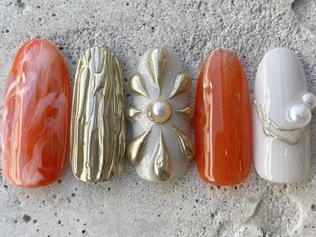 フリークネイル(FREAK Nail)/オレンジミラーフラワー ¥13500