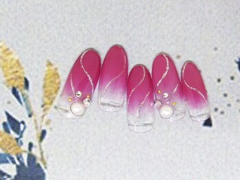 ネイルライフ(NailLife)/グラデーションにライン、パール