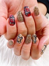 シャルムネイル(CharMe Nail)/雪の結晶とチェック柄