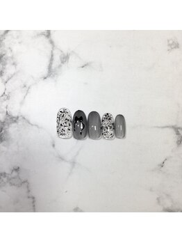 ワンカラージェルネイルショップ イオン新潟東店/黒リボン