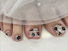 ランド ネイル 博多(LAND)/チェック×お花ネイル♪