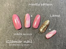 グラマーネイル(Glamor nail)/マーブル×ミラーネイル