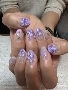 オーロラ紫陽花ネイル