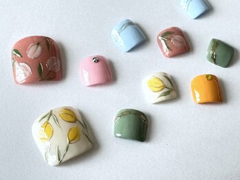 ネイルサロン クイール 小山店(NAIL SALON QUILL)/カラー×ミラーフラワーアート