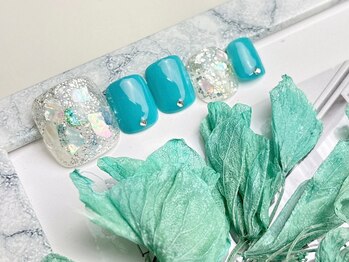 ネイルサロン&スクール ジーナ(GINA)/ブルー×シェルネイル