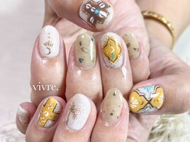 手書き/タイル/秋ネイル