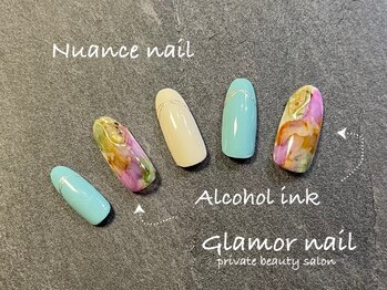 グラマーネイル(Glamor nail)/ニュアンス×アルコールインク