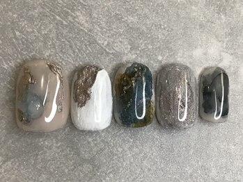 カラネイル 南森町店(calla nail)/ベージュ×インクアート