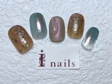 アイネイルズ 梅田店(I nails)/ブラウンブルーニュアンス￥8200