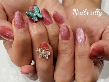 ネイルズアリー 立川店(Nails ally)/バタフライ×アイスジェル×秋