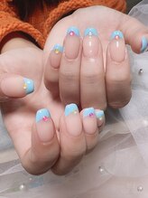 ネイルナナ(Nail NaNa)/ブルー　フレンチ