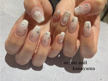 オーシャンネイル 金山店(Ocean Nail)/#ワンホン#白グラネイル