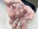 ベージュネイル×ストーンネイル