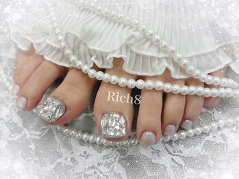 ネイルアンドまつげエクステ リッチエイト 原宿店(Rich8)/ストーン埋め尽くしフットネイル