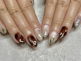 【パラジェル】べっこうネイル