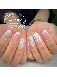 お正月　麻の葉柄ネイル