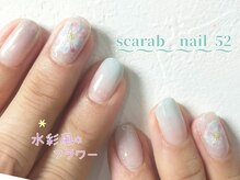 スカラべネイル52 春日部(Scarab Nail 52)/水彩風*花アート♪¥7900
