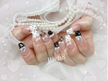 ネイルアンドまつげエクステ リッチエイト 原宿店(Rich8)/モノトーンチェックドットネイル