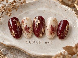 ボルドー紅葉ネイル