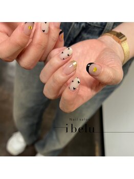 イベル 恵比寿西口店(ibelu)/黒フレンチ　ハートネイル