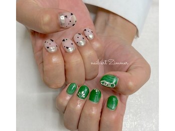ネイルアート ジマー/90minart のちぐはぐネイル