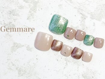 人気赤ニュアンスフットネイル