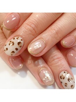 ブラウ ネイル パーティー(Blau Nail Party)/レオパード・囲みシェルネイル