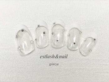 エストラッシュアンドネイル 銀座店(est lash&nail)/ストーンフレンチネイル