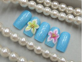プルメリア花ネイル夏マーメイド