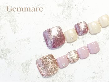 人気赤ニュアンスフットネイル