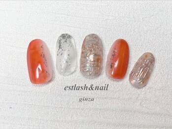 エストラッシュアンドネイル 銀座店(est lash&nail)/ゴールドツイードネイル