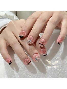 ヘブン ネイル 鶯谷(HEAVEN Nail)/Black Pink Nail Design