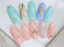 ネイルサロン あかねいろ/春夏　天然石　ニュアンス
