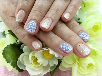 プルミエ ネイル(Premier Nail)/ホロ入りクリアブルー&シルバー