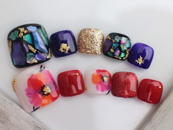 ネイルサロン あかねいろ/春夏フット フラワー シェル