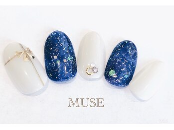 ミューズ MUSE 四街道大日店/ネイビー/キラキラホロ/リボン