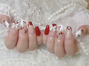 アビス(Abyss)/手書きさくらんぼネイル