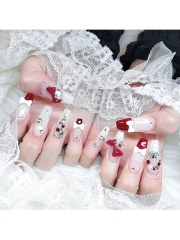 ベティネイル アイラッシュ(Betty Nail)/ガーリーリボンフレンチネイル