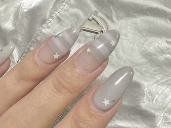 ジェミーネイル シンジュク(Jemiy nail shinjuku)/【Aoi】グレーボーダー¥8900