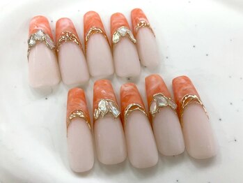 ネイルサロン マーチ おもろまち店(NAIL SALON MARCH)/Orange marble