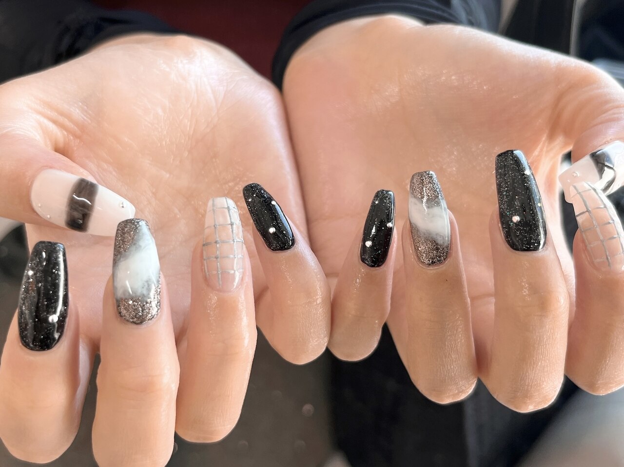 ネイルアート用品セット 黒バッグ付き 楽天市場】ミラーホイル 黒レースホイルセット 幅広タイプ