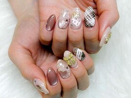 バレンタインネイル/チェック柄