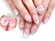 ネイルコレクション ピンク(Nail Collection Pink)/ジェル放題★ツイード：リボン