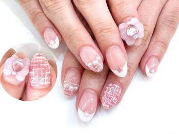 ネイルコレクション ピンク(Nail Collection Pink)/ジェル放題★ツイード:リボン