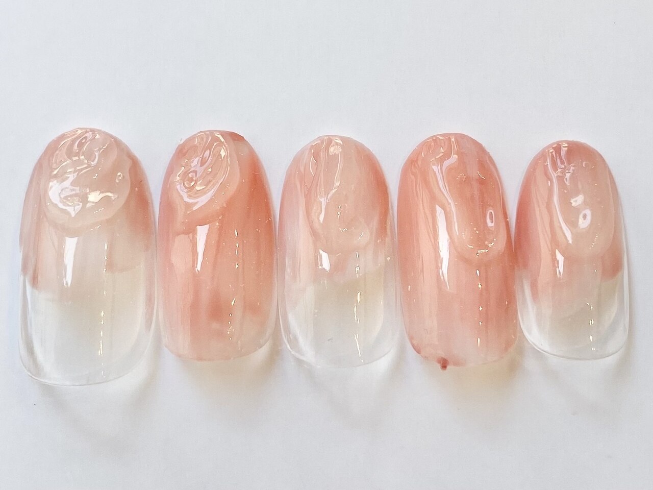 ネイルチップ　韓国ワンホン　マーブル水彩　桃ピーチ　キラキラピンク　ニュアンス ネイルチップ 韓国ワンホン マーブル水彩 桃ピーチ キラキラ