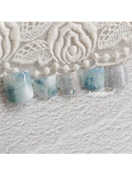 たゆ ネイル(たゆnail)/ブルーニュアンスフットネイル